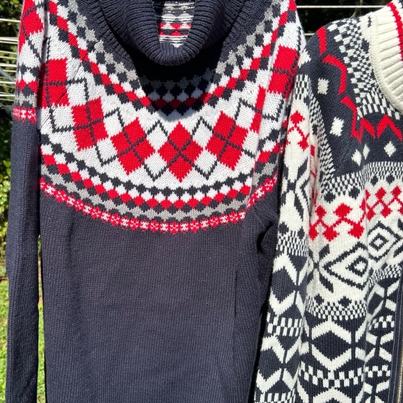 TOMMY HILFIGER Sweater Women’s L Bundle/2 Red White Blue Argyle Fair Isle Nordic - Picture 6 of 14